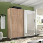 Rauch Belluno 226cm 2 Door Sliding Wardrobe with Mirror - Sonoma Oak
