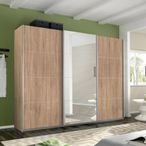 Rauch Belluno 271cm 3 Door Sliding Wardrobe with Mirror - Sonoma Oak