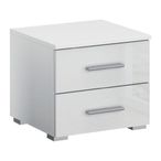 Rauch Base 2 Drawer Bedside Cabinet - Alpine White and White High Gloss