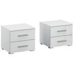 Rauch Base 2 Drawer Bedside Cabinet - Set of 2 - Alpine White and White High Gloss
