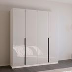 Rauch Quadra Spin 181cm 4 Door Wardrobe - Alpine White and Crystal White Glass