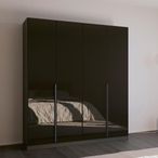 Rauch Quadra Spin 181cm 4 Door Wardrobe - Metallic Dark Grey and Basalt Glass
