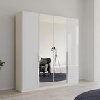 Rauch Quadra Spin 181cm 4 Door Wardrobe with Mirror - Alpine White and High Gloss White