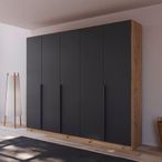 Rauch Quadra Spin 226cm 5 Door Wardrobe - Artisan Oak and Metallic Dark Grey
