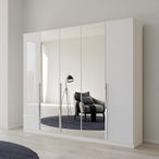 Rauch Quadra Spin 226cm 5 Door Wardrobe with Mirror - Alpine White and High Gloss White