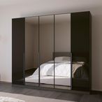 Rauch Quadra Spin 226cm 5 Door Wardrobe with Mirror - Metallic Dark Grey and Basalt Glass