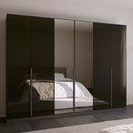 Rauch Quadra Spin 271cm 6 Door Wardrobe with Mirror - Metallic Dark Grey and Basalt Glass