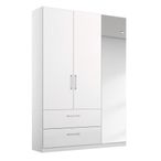 Rauch Elegant4you 136cm 3 Door Combi Wardrobe - 210cm - Alpine White and White High Gloss
