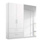 Rauch Elegant4you 181cm 4 Door Combi Wardrobe with 2 Drawer - 210cm - Alpine White and White High Gloss