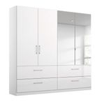 Rauch Elegant4you 181cm 4 Door Combi Wardrobe with 4 Drawer - 197cm - Alpine White and White High Gloss