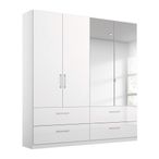 Rauch Elegant4you 181cm 4 Door Combi Wardrobe with 4 Drawer - 210cm - Alpine White and White High Gloss