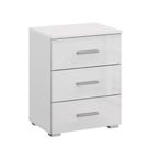 Rauch Elegant4you 3 Drawer Bedside Cabinet - Alpine White and White High Gloss