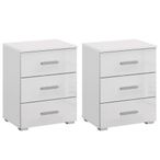 Rauch Elegant4you 3 Drawer Bedside Cabinet - Set of 2 - Alpine White and White High Gloss