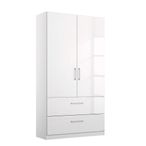 Rauch Elegant4you 91cm 2 Door Wardrobe - 197cm - Alpine White and White High Gloss