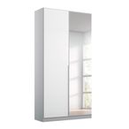 Rauch Elegant4you 91cm 2 Door Wardrobe with Mirror - 197cm - Alpine White and White High Gloss