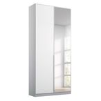 Rauch Elegant4you 91cm 2 Door Wardrobe with Mirror - 210cm - Alpine White and White High Gloss