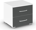 Rauch Aditio 2 Drawer Bedside Cabinet - Alpine White and Metallic Dark Grey