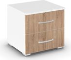 Rauch Aditio 2 Drawer Bedside Cabinet - Alpine White and Sonoma Oak