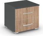 Rauch Aditio 2 Drawer Bedside Cabinet - Metallic Dark Grey and Sonoma Oak