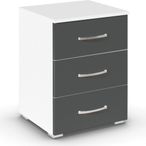 Rauch Aditio 3 Drawer Bedside Cabinet - Alpine White and Metallic Dark Grey