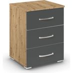 Rauch Aditio 3 Drawer Bedside Cabinet - Artisan Oak and Metallic Dark Grey