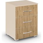 Rauch Aditio 3 Drawer Bedside Cabinet - Champagne and Artisan Oak
