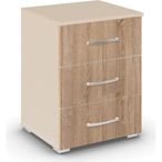 Rauch Aditio 3 Drawer Bedside Cabinet - Champagne and Sonoma Oak