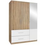 Rauch Alvor 136cm 3 Door Combi Wardrobe - Sonoma Oak and Alpine White