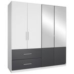 Rauch Alvor 181cm 4 Door Combi Wardrobe - Alpine White and Metallic Dark Grey