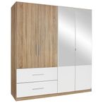 Rauch Alvor 181cm 4 Door Combi Wardrobe - Sonoma Oak and Alpine White
