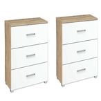 Rauch Alvor 3 Drawer Bedside Cabinet - Set of 2 - Sonoma Oak and Alpine White