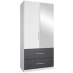 Rauch Alvor 91cm 2 Door Combi Wardrobe - Alpine White and Metallic Dark Grey