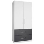 Rauch Alvor 91cm 2 Door Wardrobe - Alpine White and Metallic Dark Grey