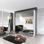 Rauch Koblenz 181cm 2 Door Mirrored Sliding Wardrobe - Alpine White and Grey Mirror