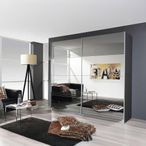 Rauch Koblenz 226cm 2 Door Mirrored Sliding Wardrobe - Metallic Dark Grey and Grey Mirror