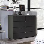 Rauch Erimo 3+2 Drawer Chest - Graphite and Basalt Glass