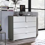 Rauch Erimo 3+2 Drawer Chest - Graphite and Crystal White Glass