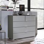 Rauch Erimo 3+2 Drawer Chest - Graphite and Silk Grey Glass