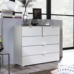 Rauch Erimo 3+2 Drawer Chest - Silk Grey and Crystal White Glass