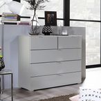 Rauch Erimo 3+2 Drawer Chest - Silk Grey and Silk Grey Glass