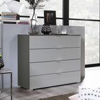 Rauch Erimo 4 Drawer Chest - Graphite and Silk Grey Glass