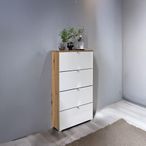 Rauch Erimo 4 Drawer Narrow Chest - Artisan Oak and Crystal White Glass