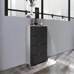 Rauch Erimo 4 Drawer Narrow Chest - Silk Grey and Basalt Glass