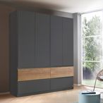 Rauch Winnipeg 181cm 4 Door Wardrobe - Metallic Dark Grey and Halifax Oak
