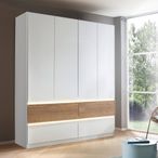 Rauch Winnipeg 181cm 4 Door Wardrobe with Lighting - Alpine White and Halifax Oak