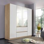 Rauch Mainz 181cm 4 Door Combi Wardrobe - Sonoma Oak and Alpine White