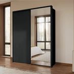 Rauch Taro 162cm 2 Door Sliding Wardrobe with Mirror - Graphite