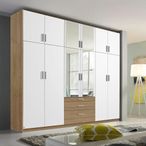 Rauch Hildesheim Extra 271cm 12 Door Combi Wardrobe - Sonoma Oak and Alpine White