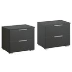 Rauch Alabama 2 Drawer Bedside Cabinet - Set of 2 - Metallic Dark Grey