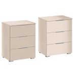 Rauch Alabama 3 Drawer Bedside Cabinet - Set of 2 - Champagne